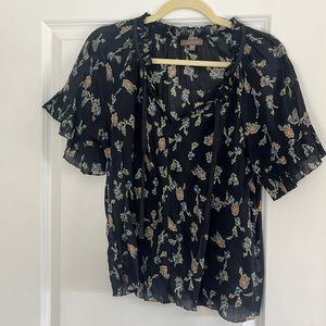 Lilla P like new navy floral blouse, like new